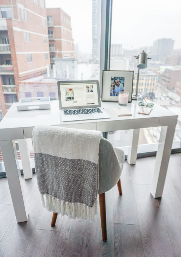 West Elm white desk